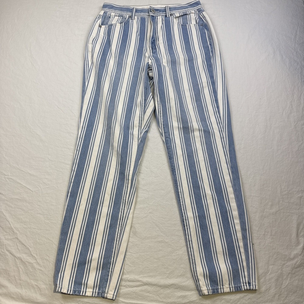 American Eagle Jeans Womens 4 High Rise Striped Blue White  WIDE LEG. 27/27